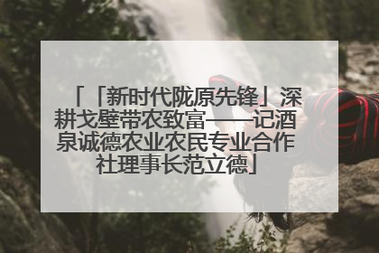 「新时代陇原先锋」深耕戈壁带农致富——记酒泉诚德农业农民专业合作社理事长范立德