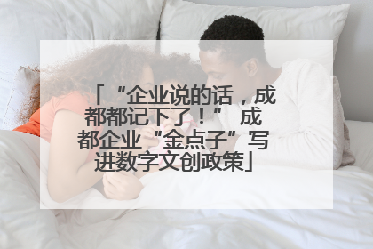 “企业说的话，成都都记下了！” 成都企业“金点子”写进数字文创政策