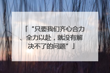 “只要我们齐心合力、全力以赴，就没有解决不了的问题”