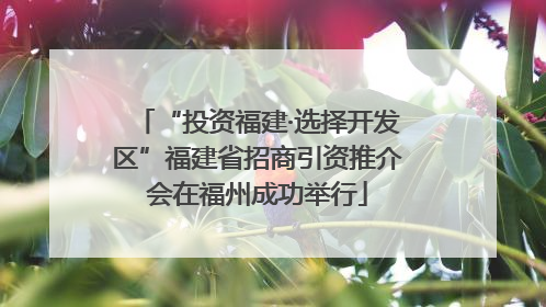 “投资福建·选择开发区”福建省招商引资推介会在福州成功举行