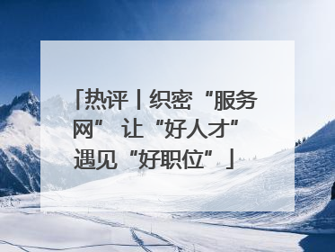 热评丨织密“服务网” 让“好人才”遇见“好职位”