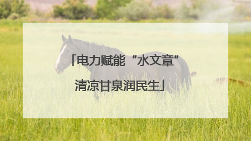 电力赋能“水文章” 清凉甘泉润民生