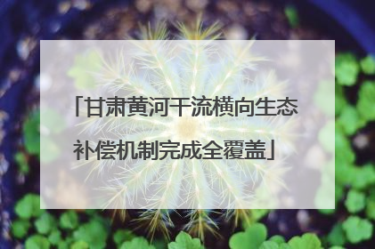 甘肃黄河干流横向生态补偿机制完成全覆盖