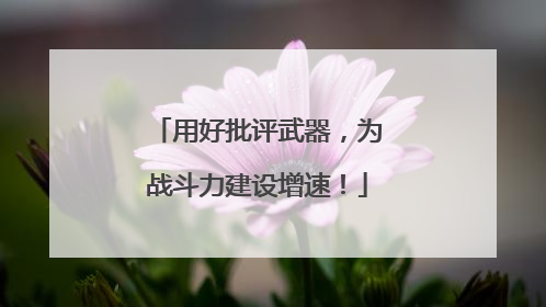 用好批评武器，为战斗力建设增速！