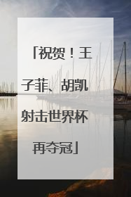 祝贺！王子菲、胡凯射击世界杯再夺冠
