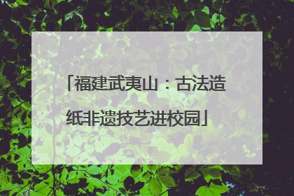 福建武夷山：古法造纸非遗技艺进校园