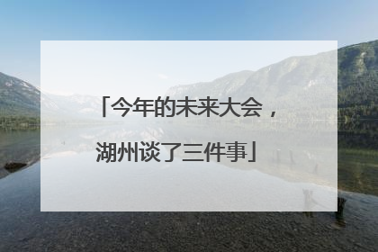 今年的未来大会，湖州谈了三件事