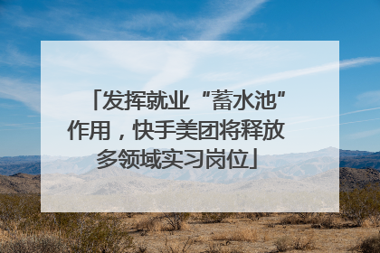 发挥就业“蓄水池”作用，快手美团将释放多领域实习岗位