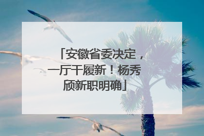 安徽省委决定，一厅干履新！杨秀颀新职明确
