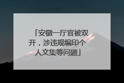 安徽一厅官被双开，涉违规编印个人文集等问题