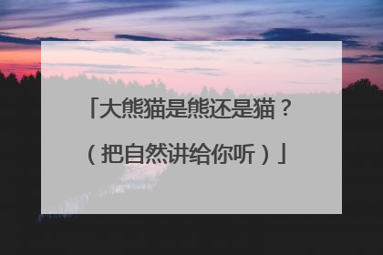 大熊猫是熊还是猫？（把自然讲给你听）
