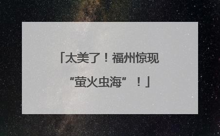 太美了！福州惊现“萤火虫海”！