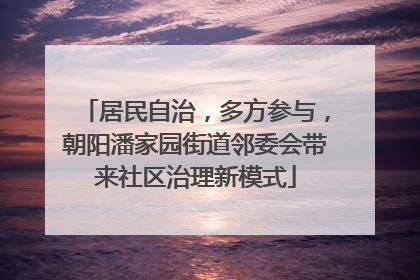 居民自治，多方参与，朝阳潘家园街道邻委会带来社区治理新模式