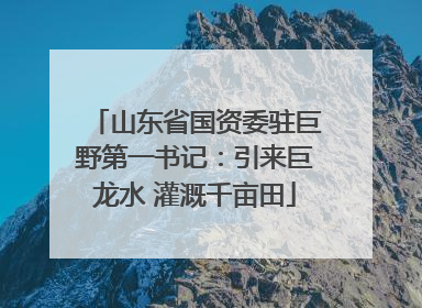 山东省国资委驻巨野第一书记：引来巨龙水 灌溉千亩田
