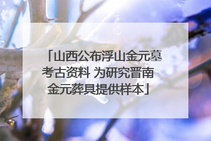 山西公布浮山金元墓考古资料 为研究晋南金元葬具提供样本
