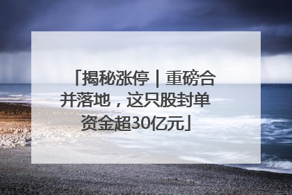 揭秘涨停｜重磅合并落地，这只股封单资金超30亿元