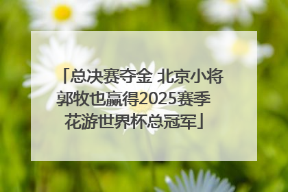 总决赛夺金 北京小将郭牧也赢得2025赛季花游世界杯总冠军