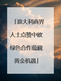 意大利商界人士点赞中欧绿色合作蕴藏黄金机遇