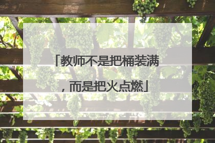 教师不是把桶装满，而是把火点燃