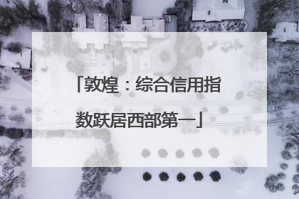 敦煌：综合信用指数跃居西部第一