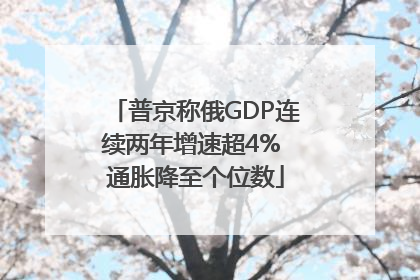 普京称俄GDP连续两年增速超4% 通胀降至个位数