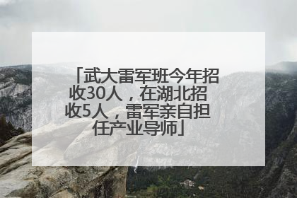 武大雷军班今年招收30人，在湖北招收5人，雷军亲自担任产业导师