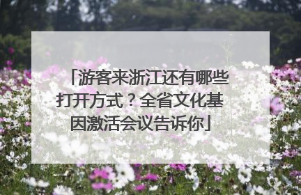 游客来浙江还有哪些打开方式？全省文化基因激活会议告诉你
