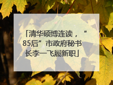 清华硕博连读，“85后”市政府秘书长李一飞履新职