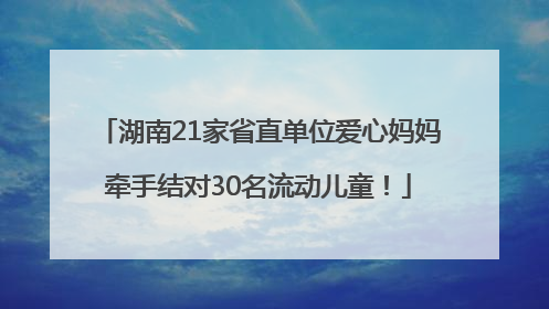 湖南21家省直单位爱心妈妈牵手结对30名流动儿童！