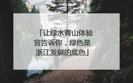 让绿水青山体验官告诉你，绿色是浙江发展的底色