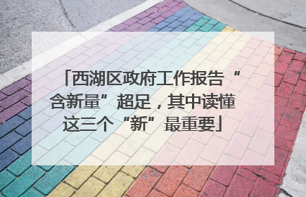 西湖区政府工作报告“含新量”超足，其中读懂这三个“新”最重要
