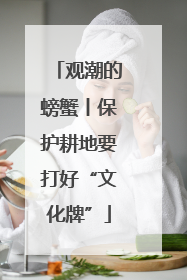 观潮的螃蟹丨保护耕地要打好“文化牌”