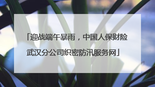迎战端午暴雨，中国人保财险武汉分公司织密防汛服务网