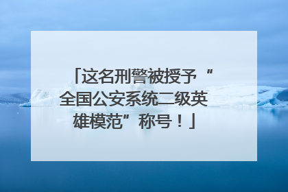 这名刑警被授予“全国公安系统二级英雄模范”称号！