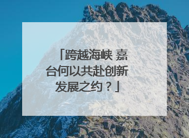 跨越海峡 嘉台何以共赴创新发展之约？