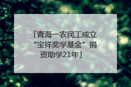 青海一农民工成立“宝祥奖学基金”捐资助学21年