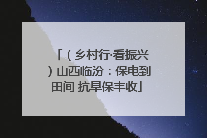 （乡村行·看振兴）山西临汾：保电到田间 抗旱保丰收