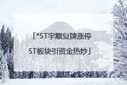 *ST宇顺复牌涨停 ST板块引资金热炒